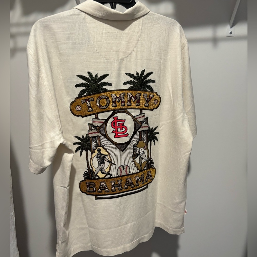 St. Louis Cardinals Tommy Bahama Pitcher's Paradiso Button-Up Camp Shirt - White